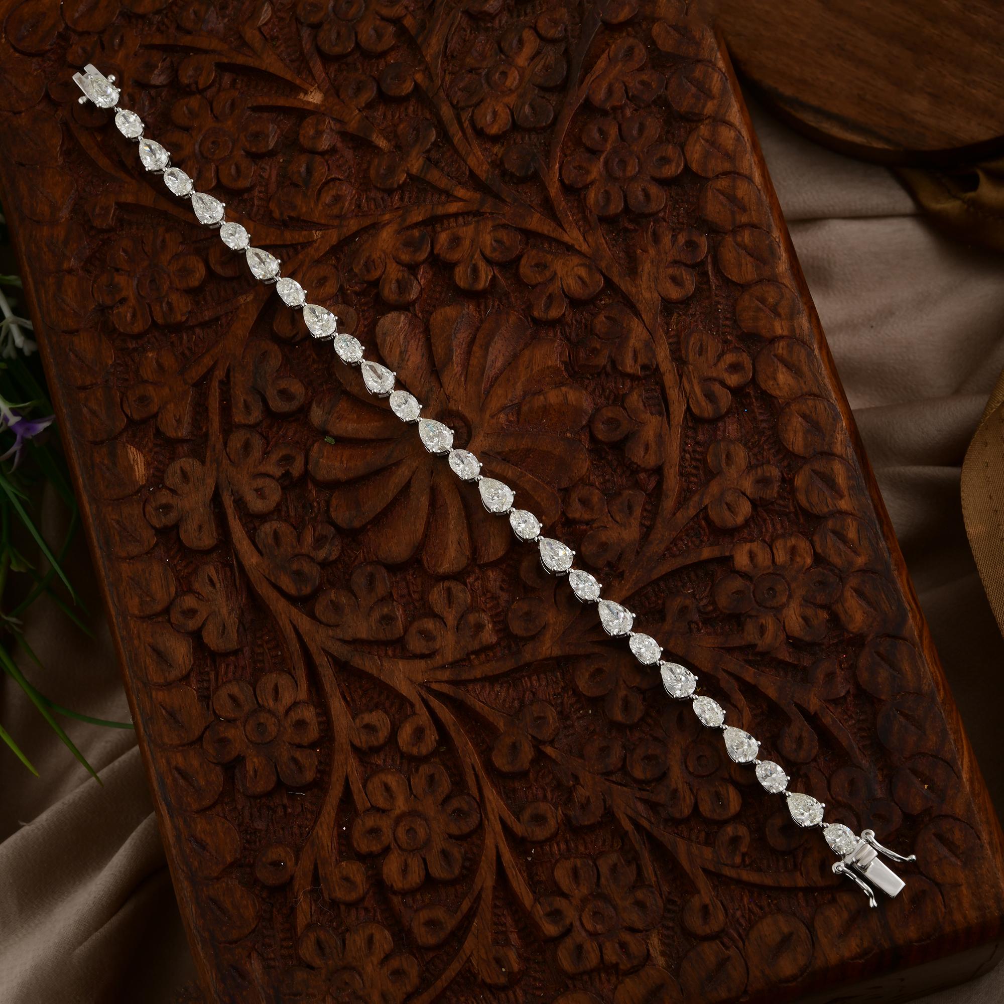 De las mujeres Pera Graduada Ovalada 10.55Ct Diamantes Pulsera Tenis Oro 14 Kilates Joyería Fina en venta