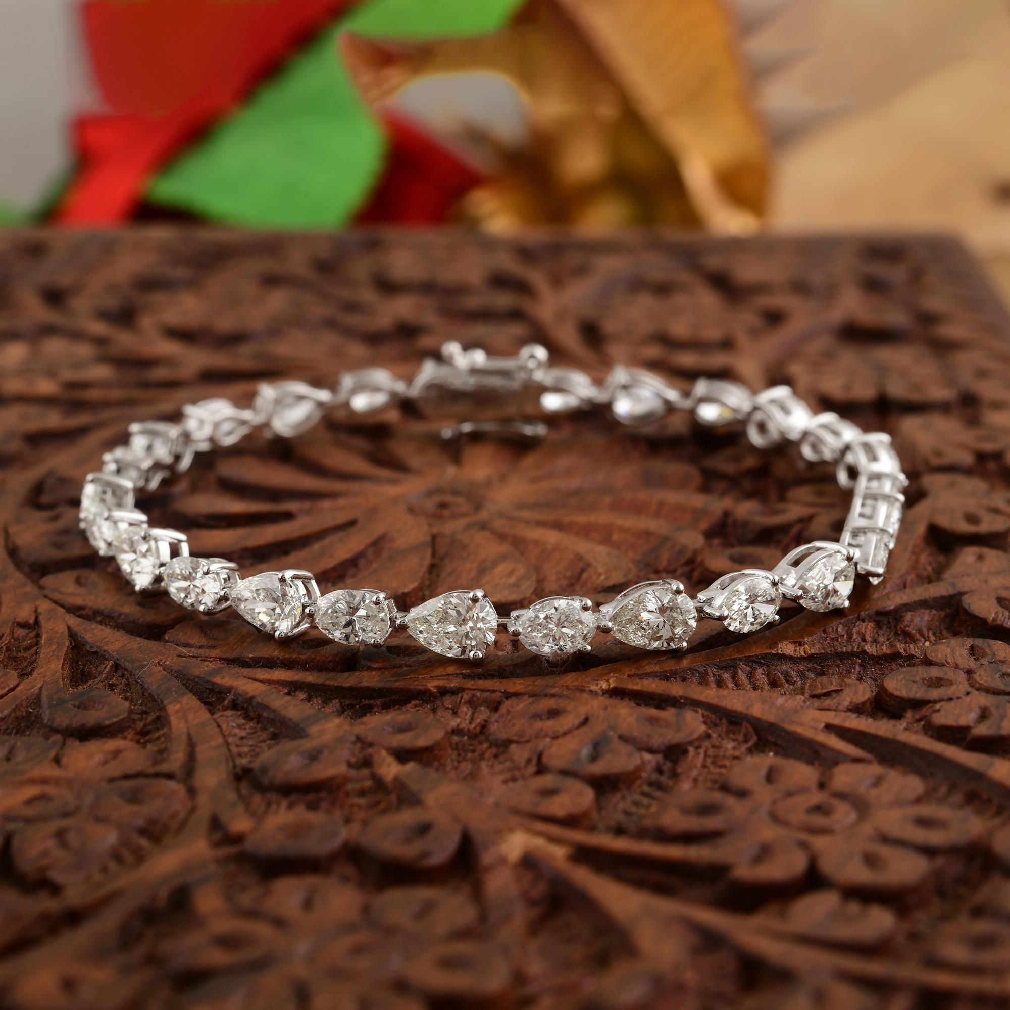 Pera Graduada Ovalada 10.55Ct Diamantes Pulsera Tenis Oro 14 Kilates Joyería Fina en venta 2