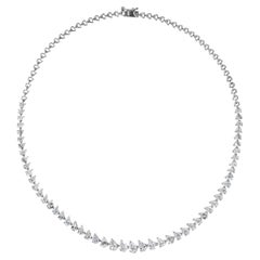Graduated Pear-Shaped Diamond Tennis Necklace in 18K White Gold, 11.49 Carats