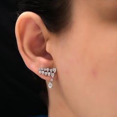 Graduated Pear SI/H Diamond Cluster Stud Earrings 14 Karat White Gold