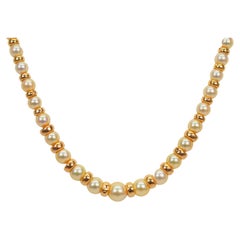 Graduated Pearl 14K Gold Single Strand Necklace