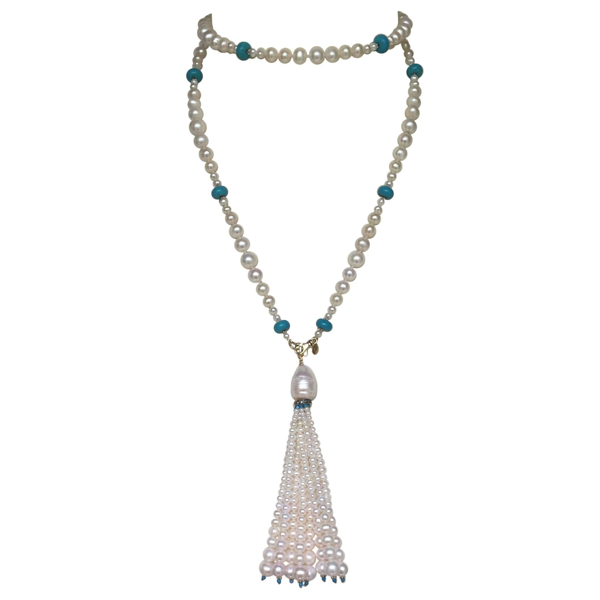 pearl and turquoise necklace