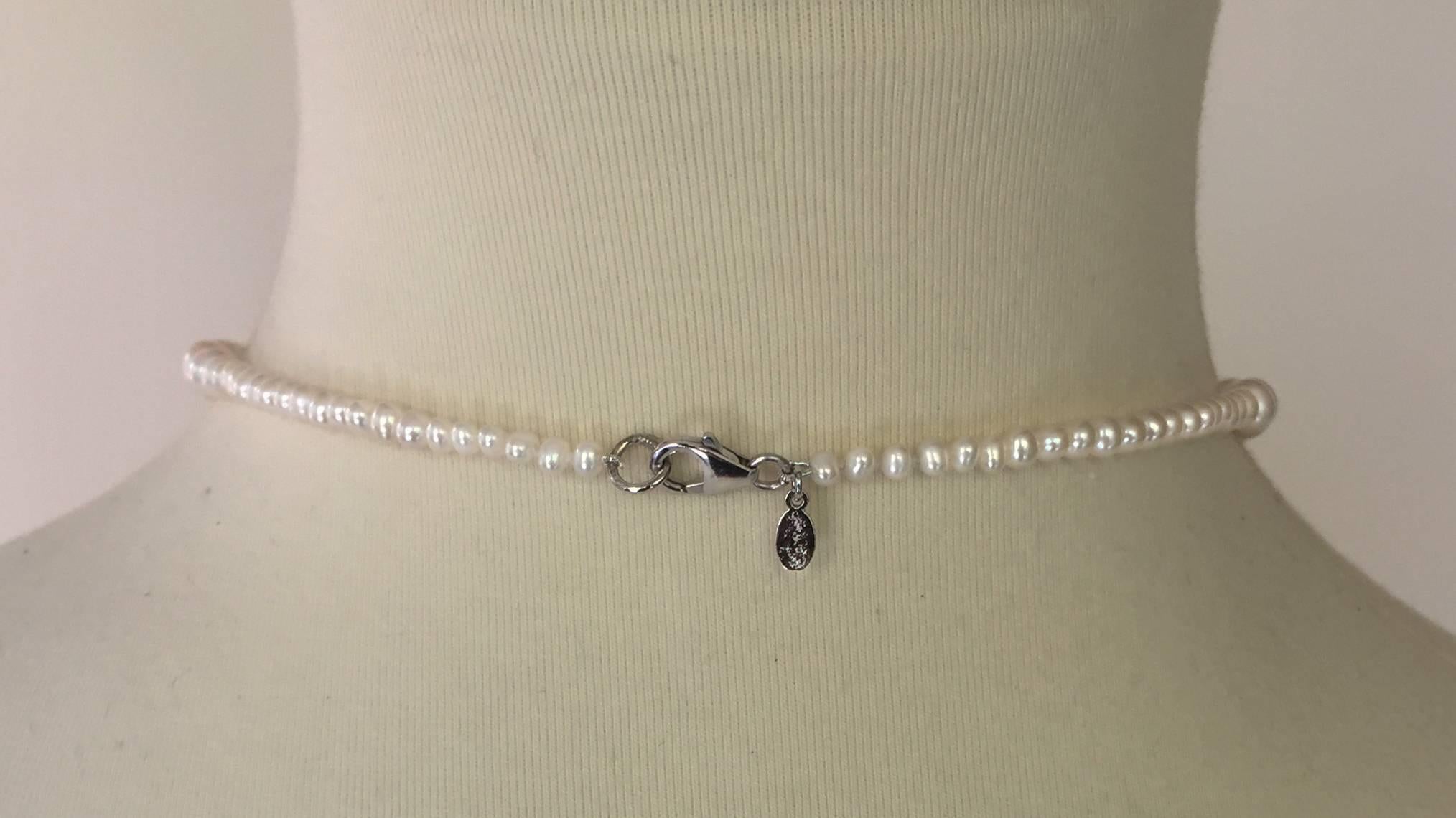 Artist Graduated Pearl Necklace Silver Rhodium Plated Beads and Clasp by Marina J