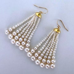 Marina J. Graduated Pearl Tassel Earring With 18k Gold Plated Cup & Gold Hooks