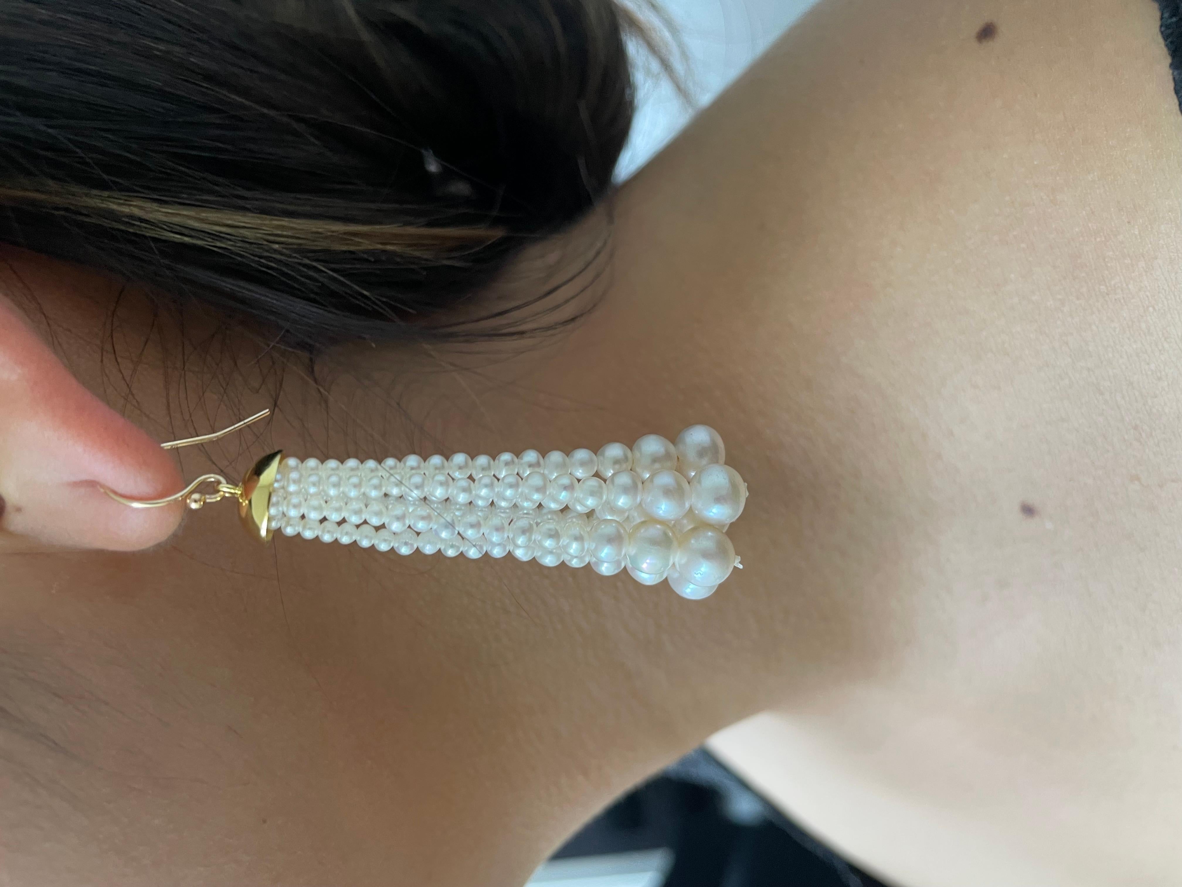 Marina J. Graduated Pearl Tassel Earring With 18k Gold Plated Cup & Gold Hooks For Sale 1