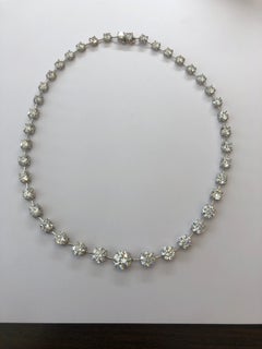Graduated Platinum and Diamond Line Necklace