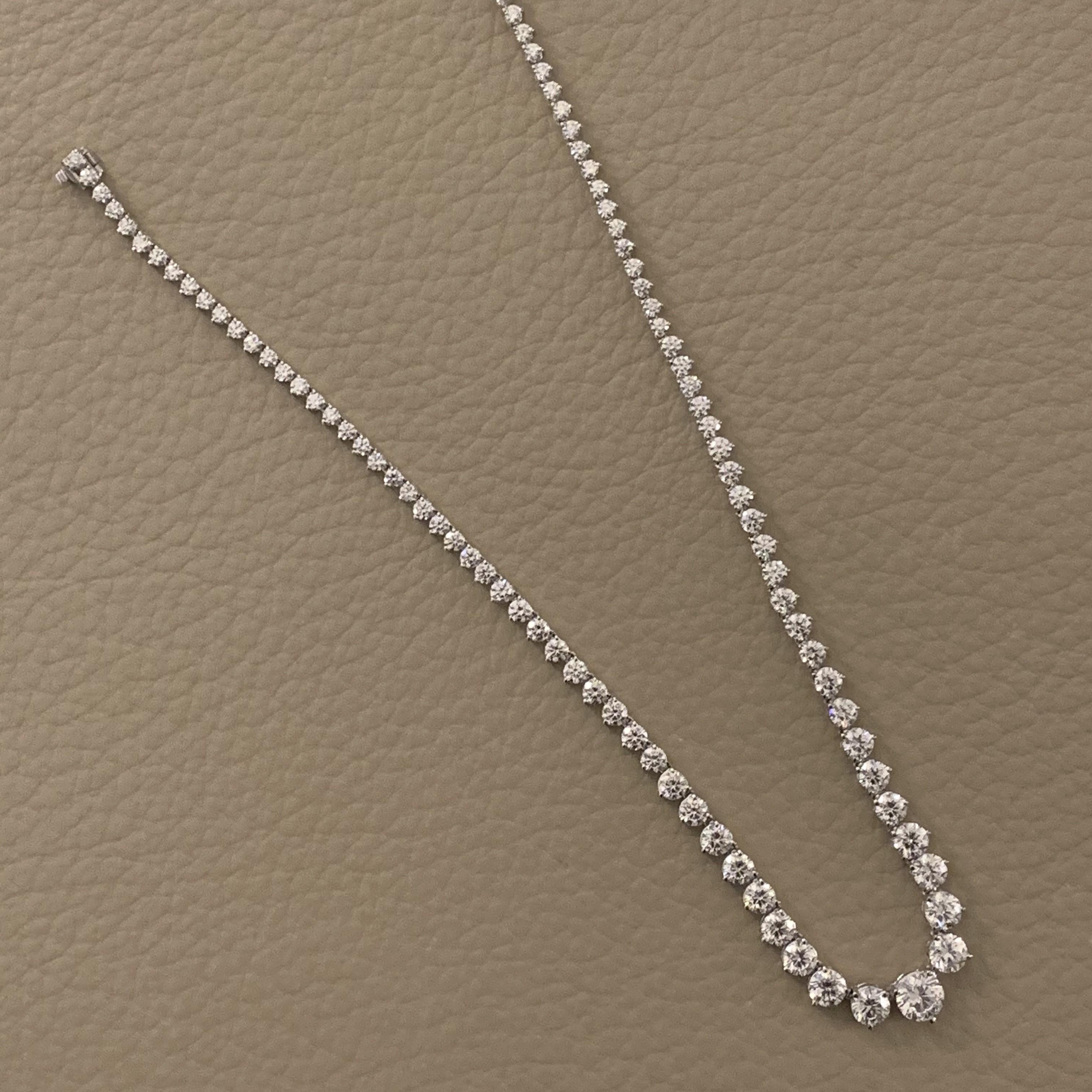 A classic and elegant everyday or occasional wear with graduating diamond sizes, this Tennis Necklace is a timeless and versatile piece of jewelry. All our necklaces have two locks for added security.

Center Diamond Weight: 2.00 ct
Center Diamond