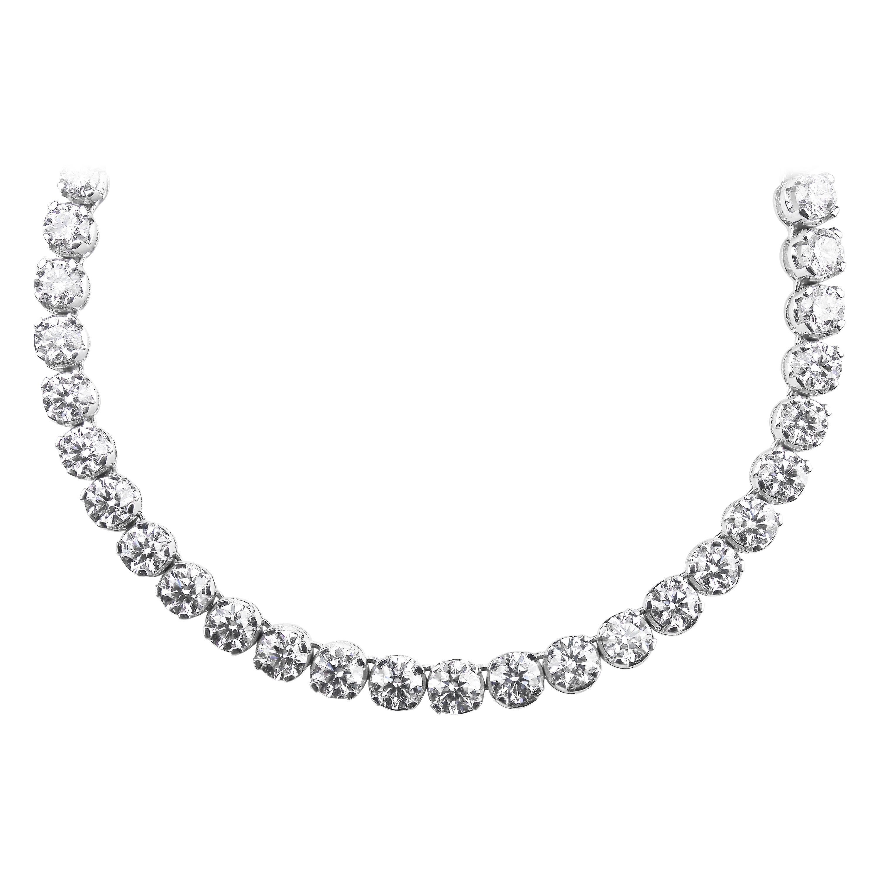 Graduated Rivière Diamond, Classic Single Strand Eternity Necklace/Headpiece