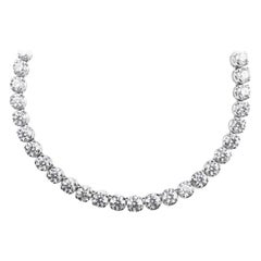 Vintage Graduated Rivière Diamond, Classic Single Strand Eternity Necklace/Headpiece