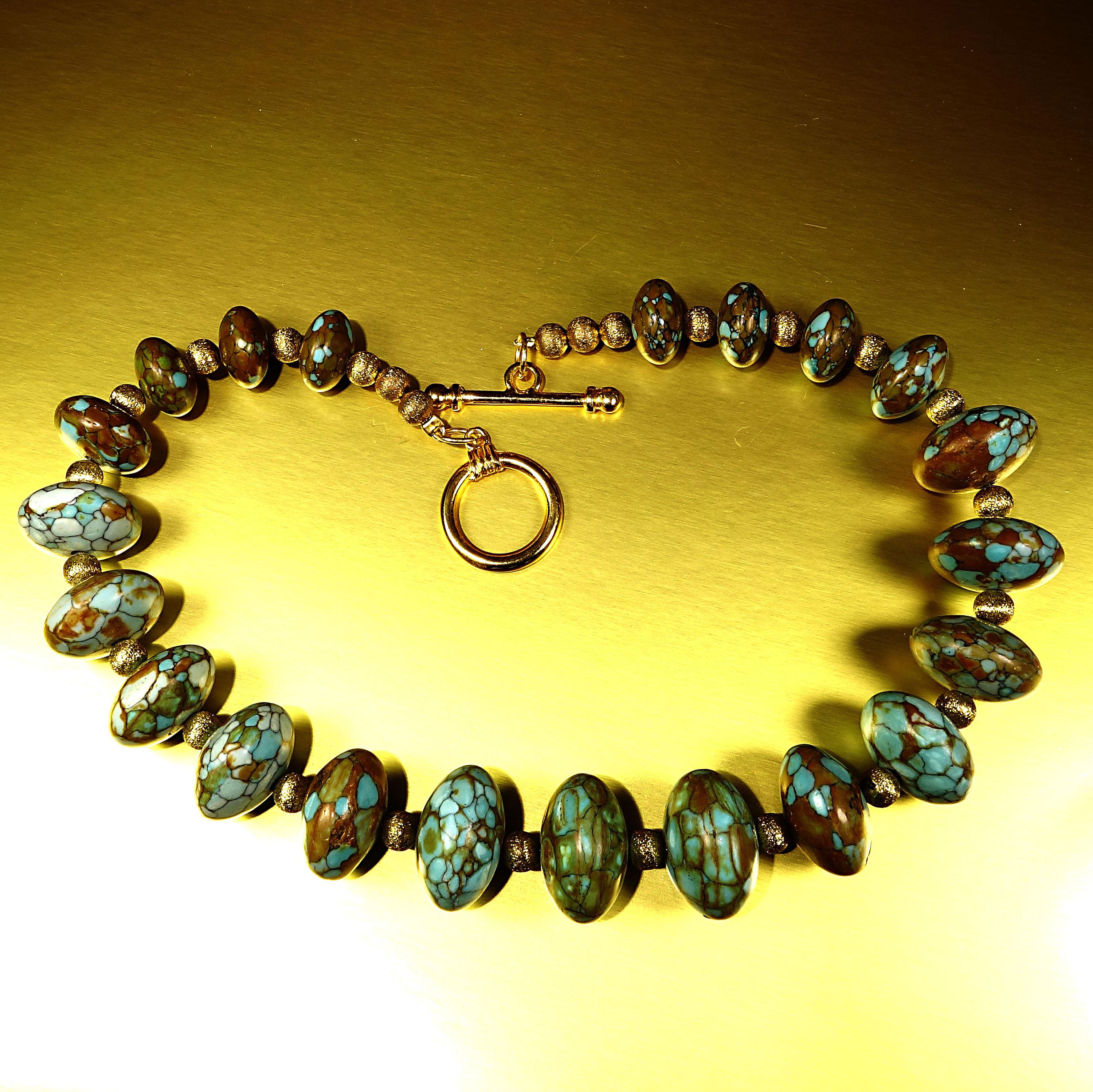 Bead Gemjunky Graduated Rondelles of Turquoise Necklace