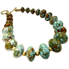 Gemjunky Graduated Rondelles of Turquoise Necklace