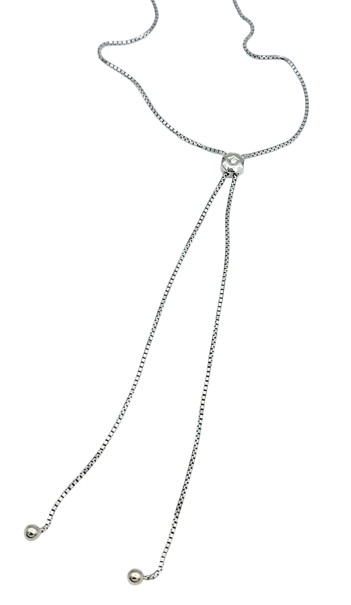 Collana a catena con diamanti rotondi e graduati con chiusura Bolo regolabile in oro 14 carati in vendita 5