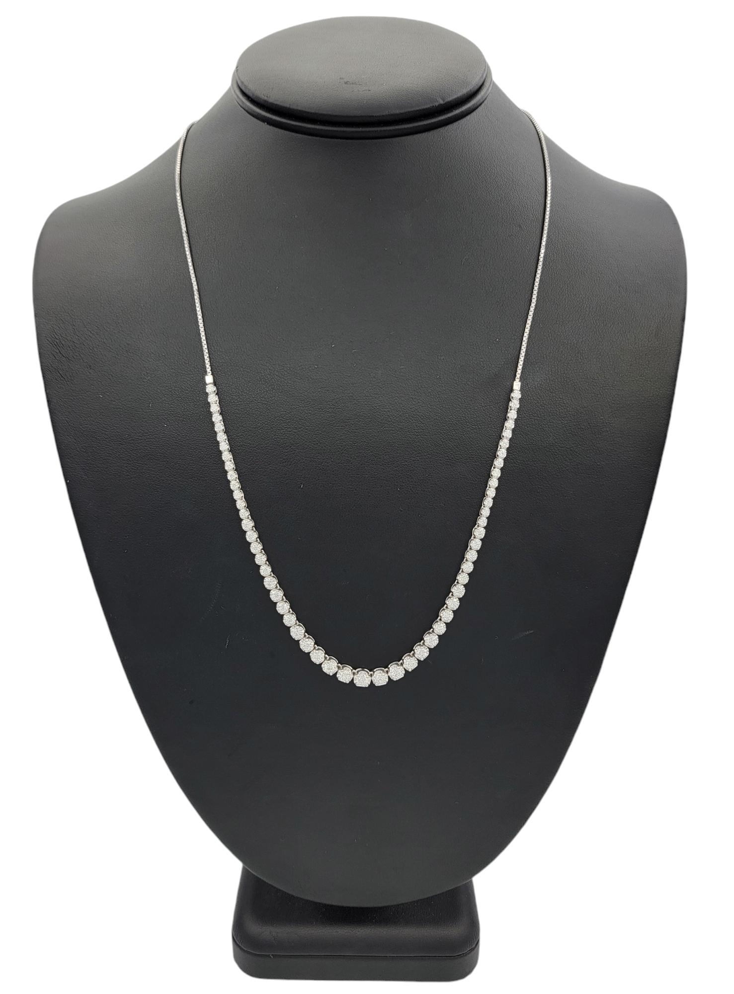 Collana a catena con diamanti rotondi e graduati con chiusura Bolo regolabile in oro 14 carati in vendita 7