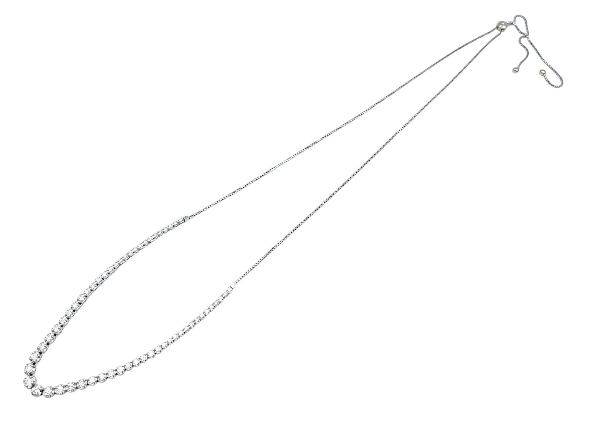 Collana a catena con diamanti rotondi e graduati con chiusura Bolo regolabile in oro 14 carati in vendita 2