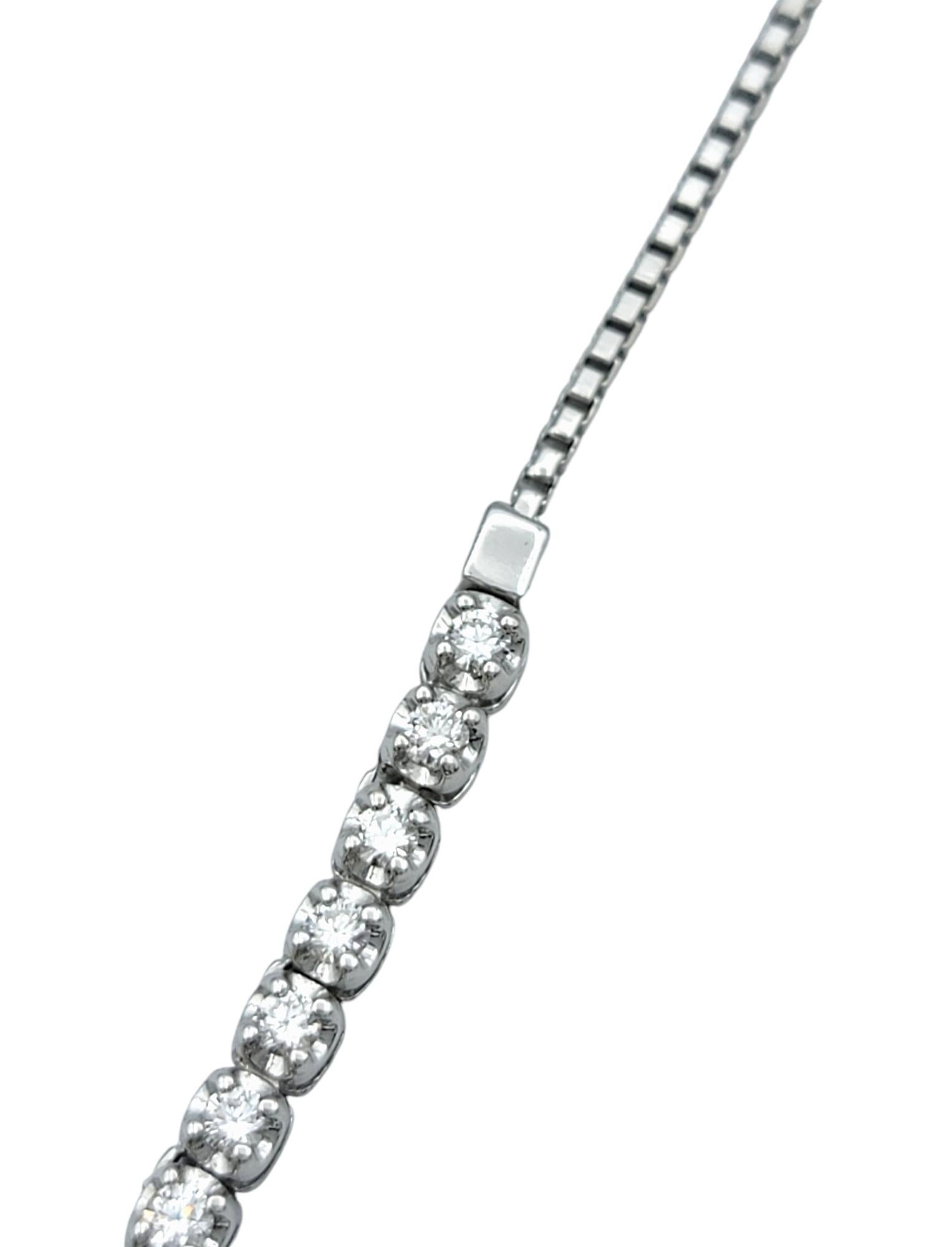 Collana a catena con diamanti rotondi e graduati con chiusura Bolo regolabile in oro 14 carati in vendita 3