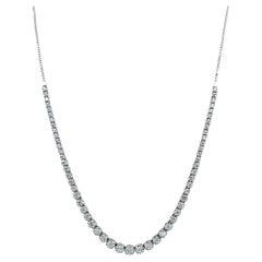 Graduated Round Diamond Chain Necklace with Adjustable Bolo Clasp 14 Karat Gold