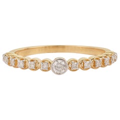 Graduated Round Diamond Prong & Bezel Half Eternity Band Ring in 14K Yellow Gold