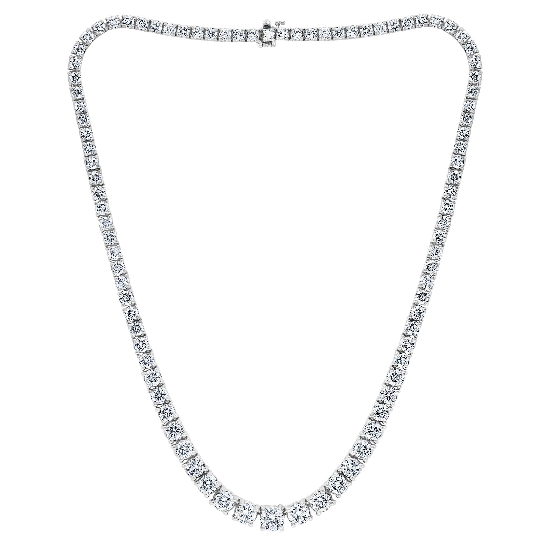 Abgestufte runde Diamant Riviera-Tennis-Halskette