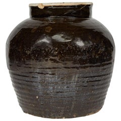 Graduated Set of Glazed Navy Pots from Late 19th Century, Thailand