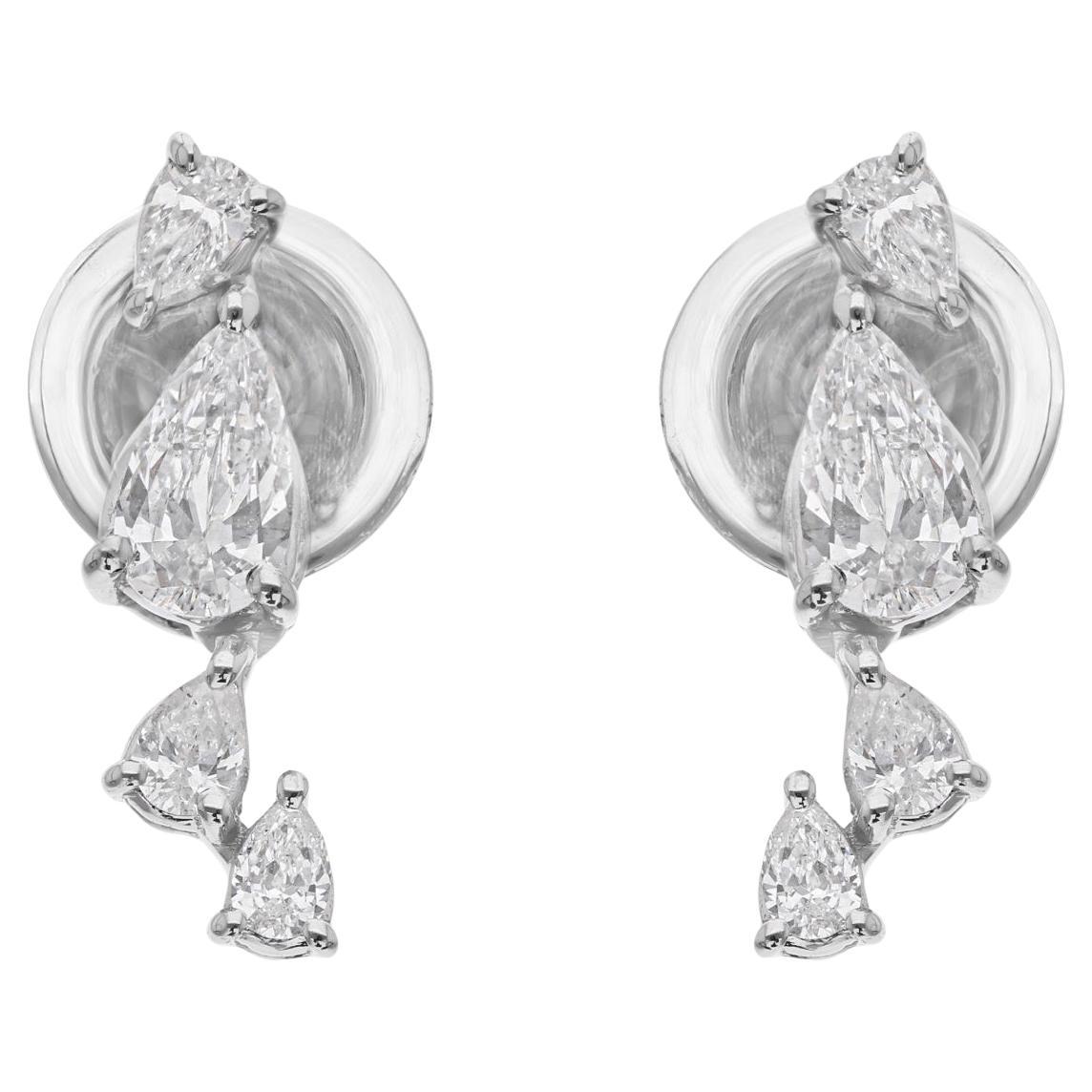 Orecchini a perno in oro bianco 14k con diamante reale SI/H graduato, regalo di San Valentino