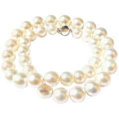 Graduated South Sea Pearl and 9 Carat White Gold Necklace