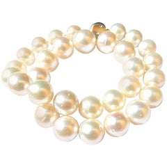 Graduated South Sea Pearl Diamond and 18 Carat White Gold Necklace