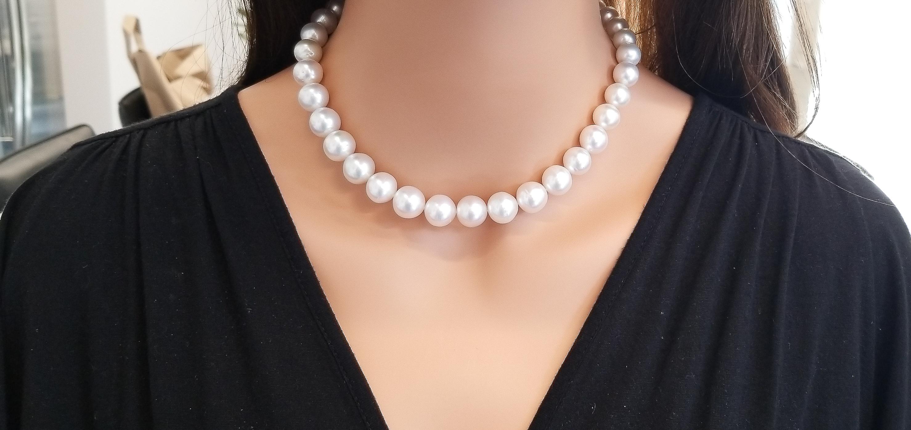 Contemporary Graduated South Sea White Pearl Necklace