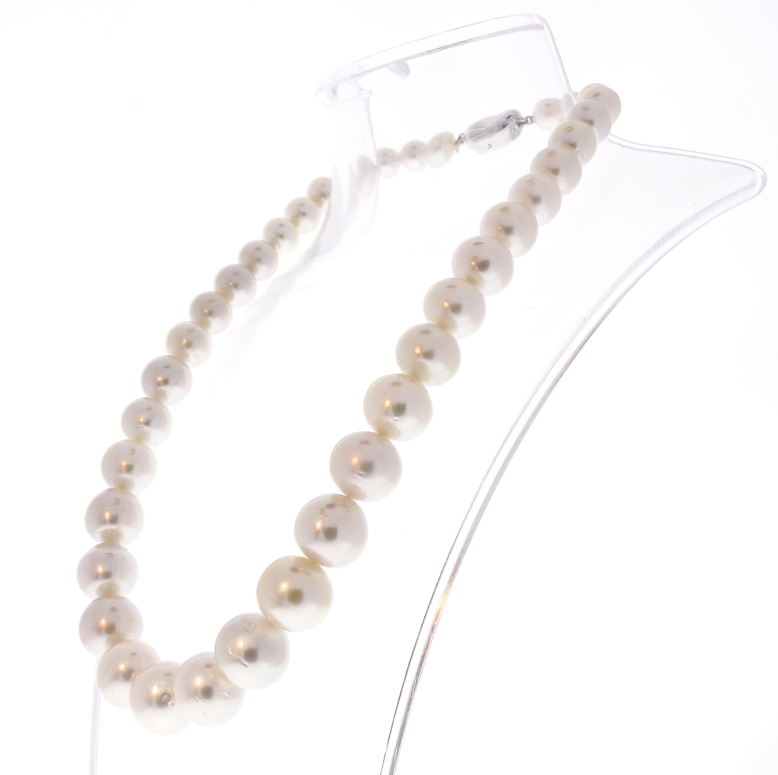 Round Cut Graduated South Sea White Pearl Necklace