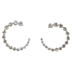 Graduated Swirl Diamond Earrings 14kt White Gold 0.85ctw GH VS SI New