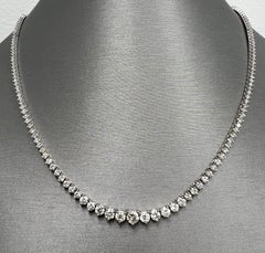 Graduated Tennis Necklace in 14k White Gold with 10.02ct of Natural Diamonds