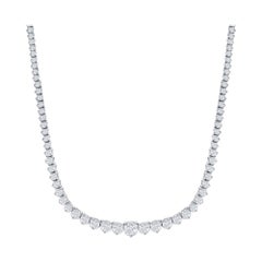 Graduated Tennis Necklace in 14k White Gold with 10.02ct of Natural Diamonds