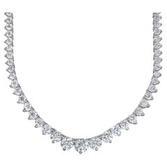 Graduated Tennis Necklace with 3-Prong Round Diamonds.  D13.58ct.t.w.