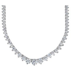 Graduated Tennis Necklace with 3-Prong Round Diamonds.  D30.15ct.t.w.