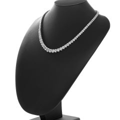 Graduated Tennis Necklace with Emerald Cut Diamonds in Platinum 28.03ct