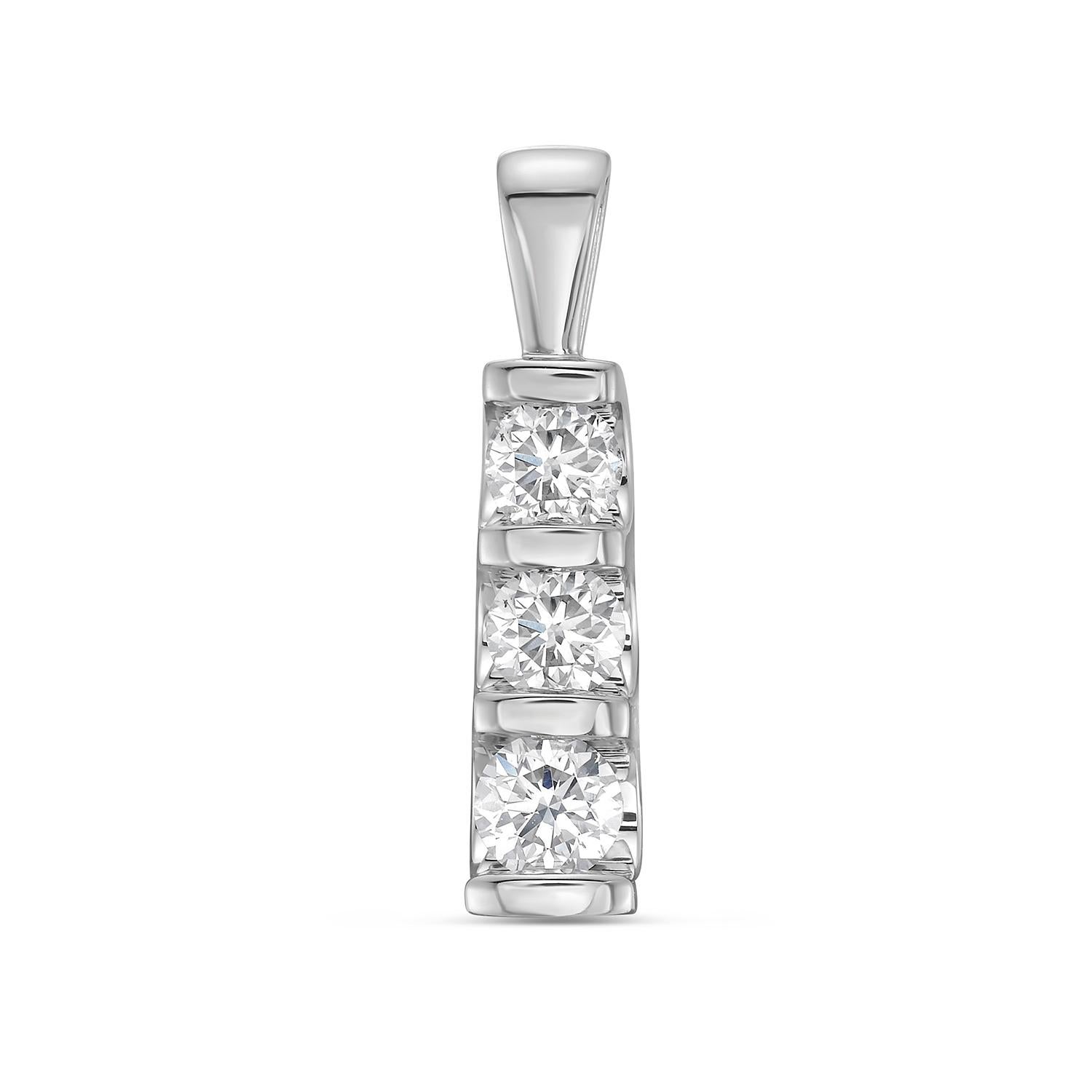 Art déco Collier à trois pierres graduées en or blanc 14k en vente