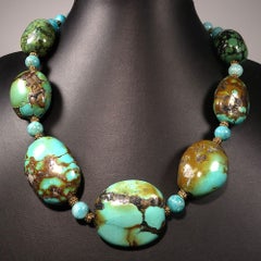 Graduated Turquoise Nugget and Amazonite Necklace