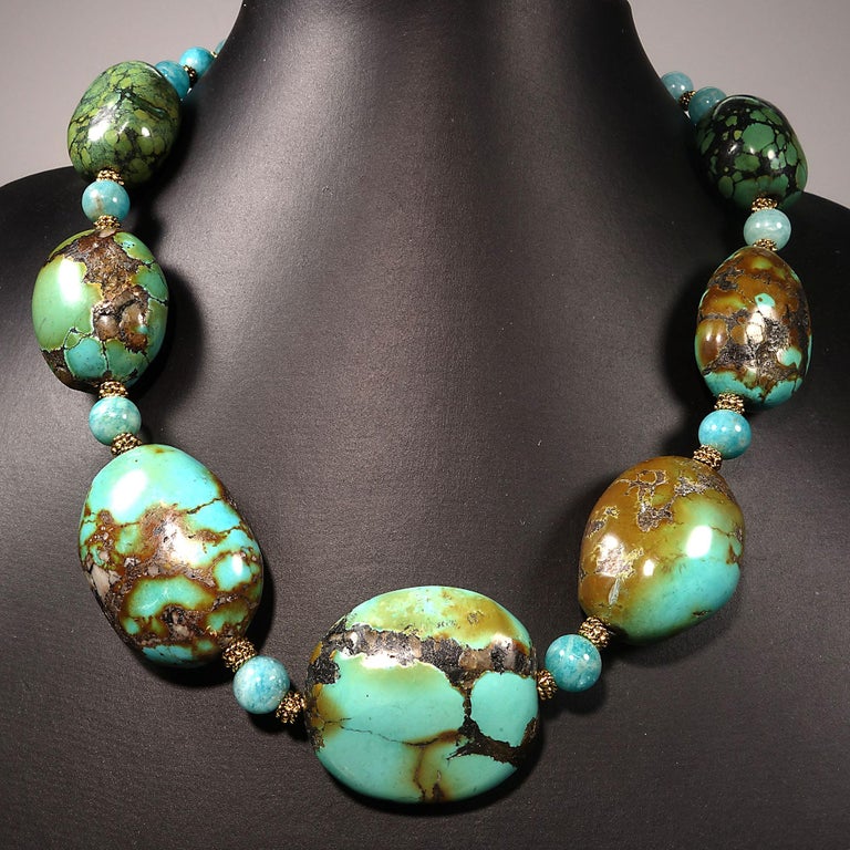Graduated Turquoise Nugget and Amazonite Necklace at 1stDibs