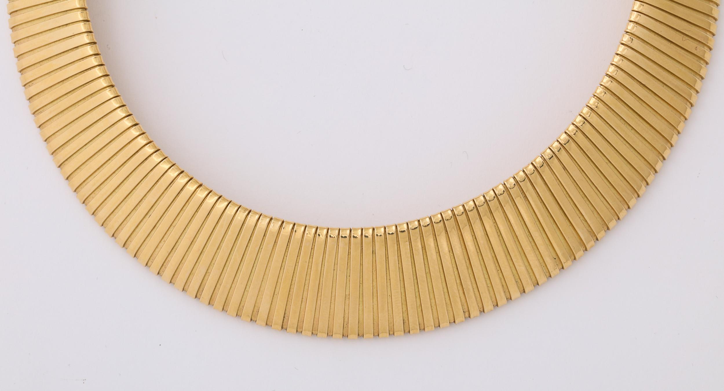 Fabulous 18kt Yellow Gold Graduated Collar signed Weingrill.   Very high style - certainly makes a statement.
 Graduated 3/4