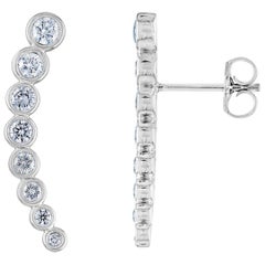 Graduating Climbers 0.82 Carat Diamond Bezel Gold Earrings