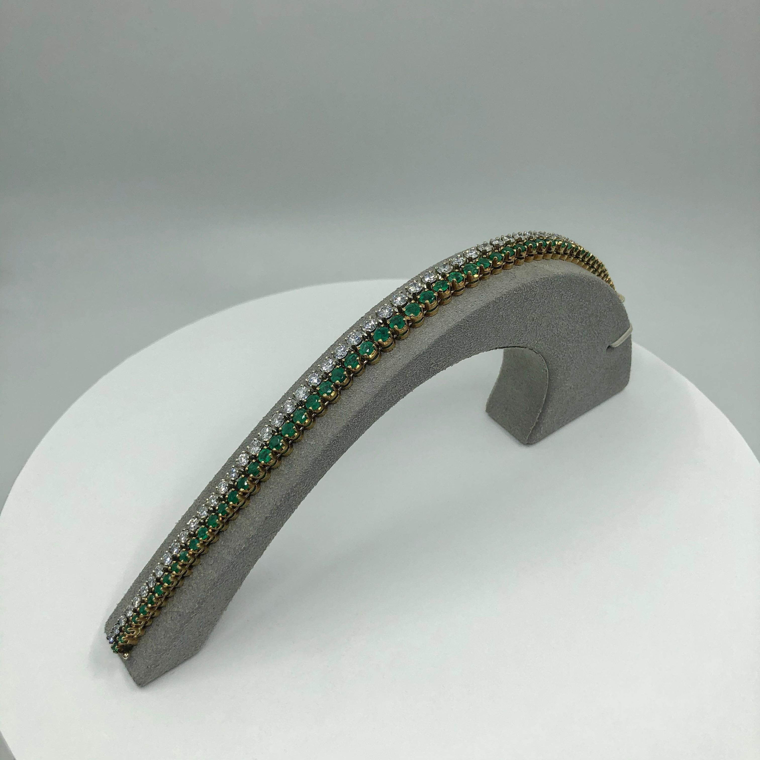 Graduating Green Emerald and Diamond Bracelet 2