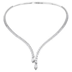 8.74 Ct Natural Diamond Marquise Open drop Necklace 18K White Gold Bridal Gift