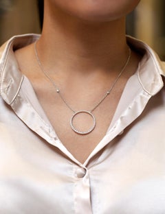 Roman Malakov 1.15 Carats Round Cut Diamond Circle Pendant Necklace