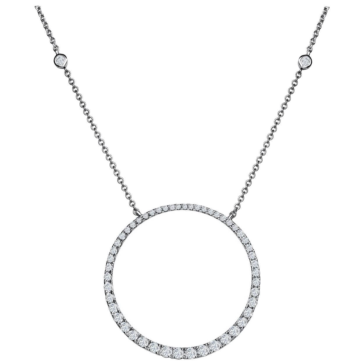 Roman Malakov 1.15 Carats Round Cut Diamond Circle Pendant Necklace