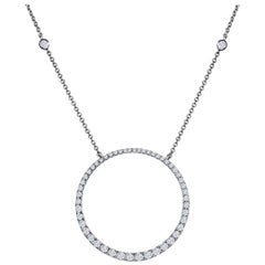 Roman Malakov 1.15 Carat Round Diamond Encrusted Circle Pendant Necklace