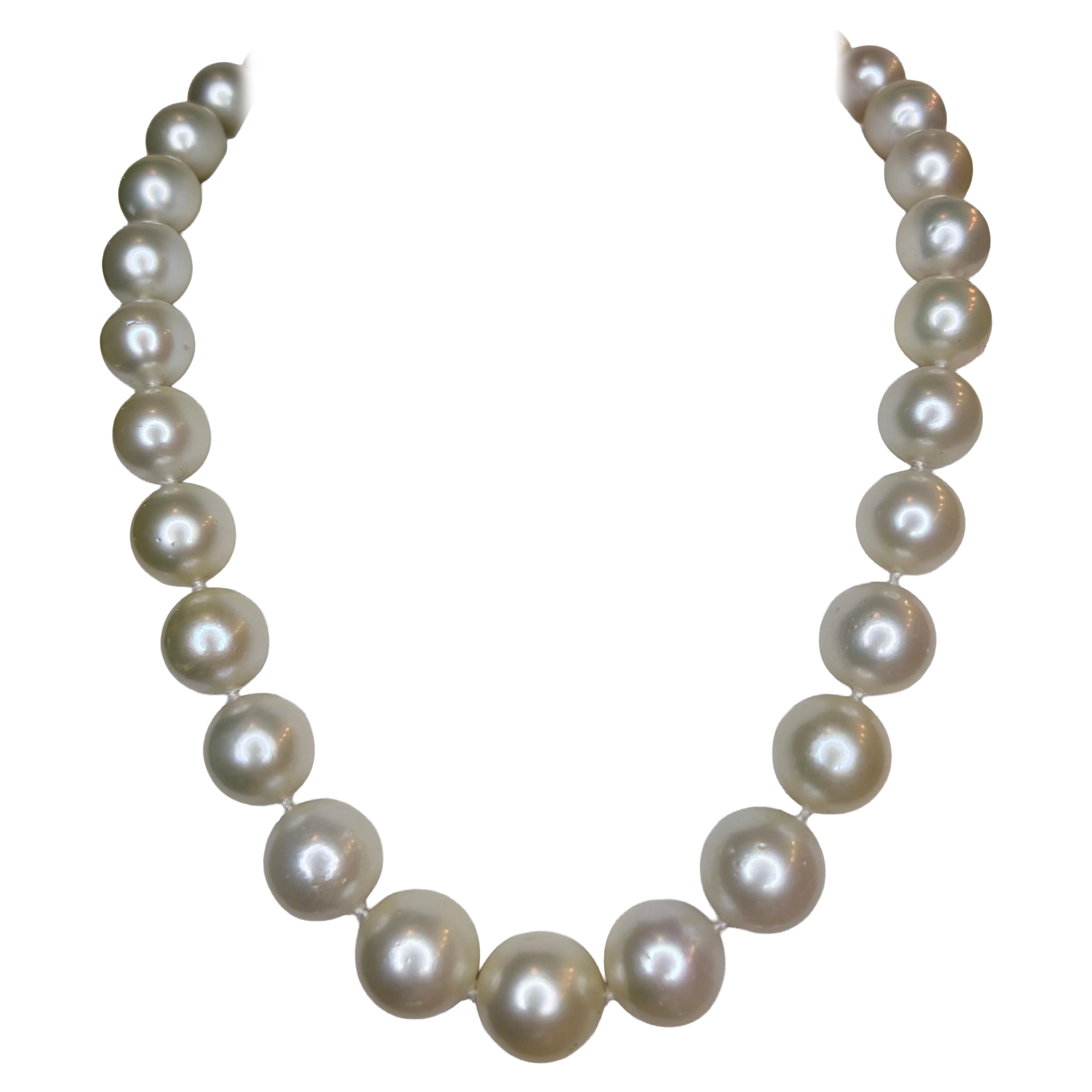 Abgestufte Südseeperlen 12-14mm Strang Halskette 14 Kt Gelbgold Verschluss, 18"