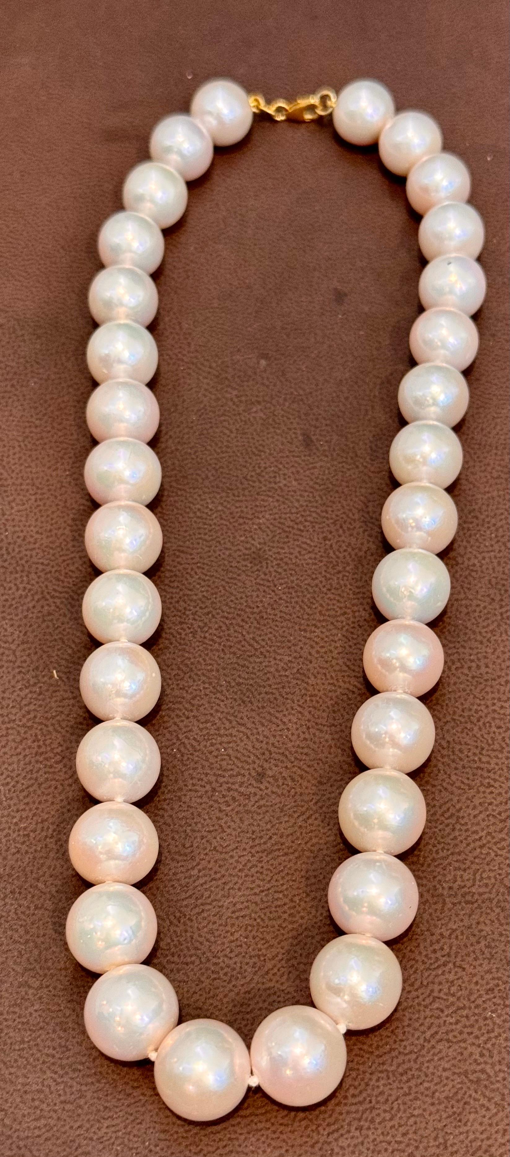 Graduating South Sea Pearls 12-14mm Strand Necklace 18 Kt Yellow Gold Clasp 8