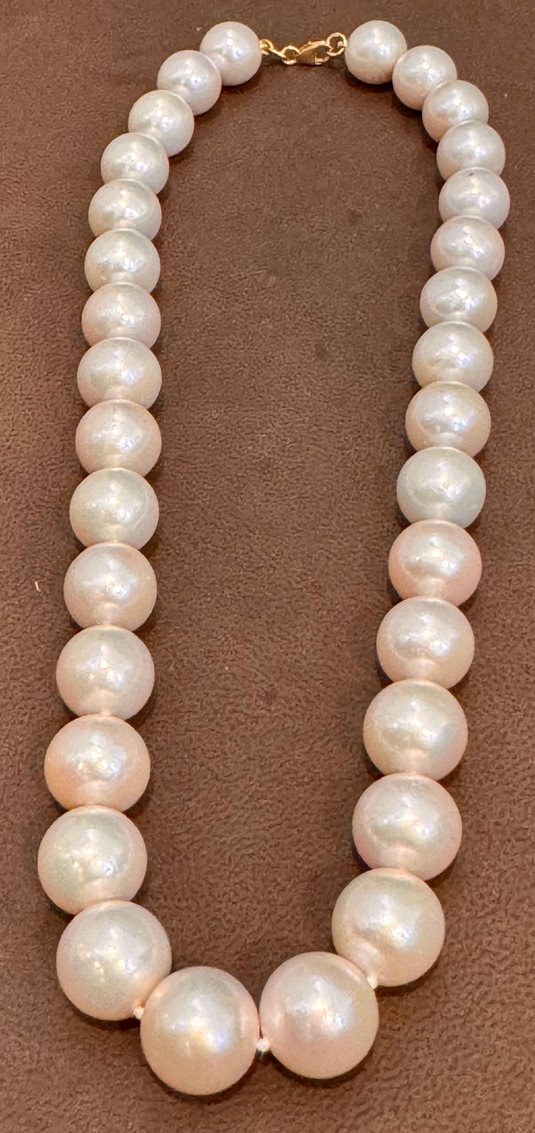 Graduating South Sea Pearls 12-14mm Strand Necklace 18 Kt Yellow Gold Clasp 10
