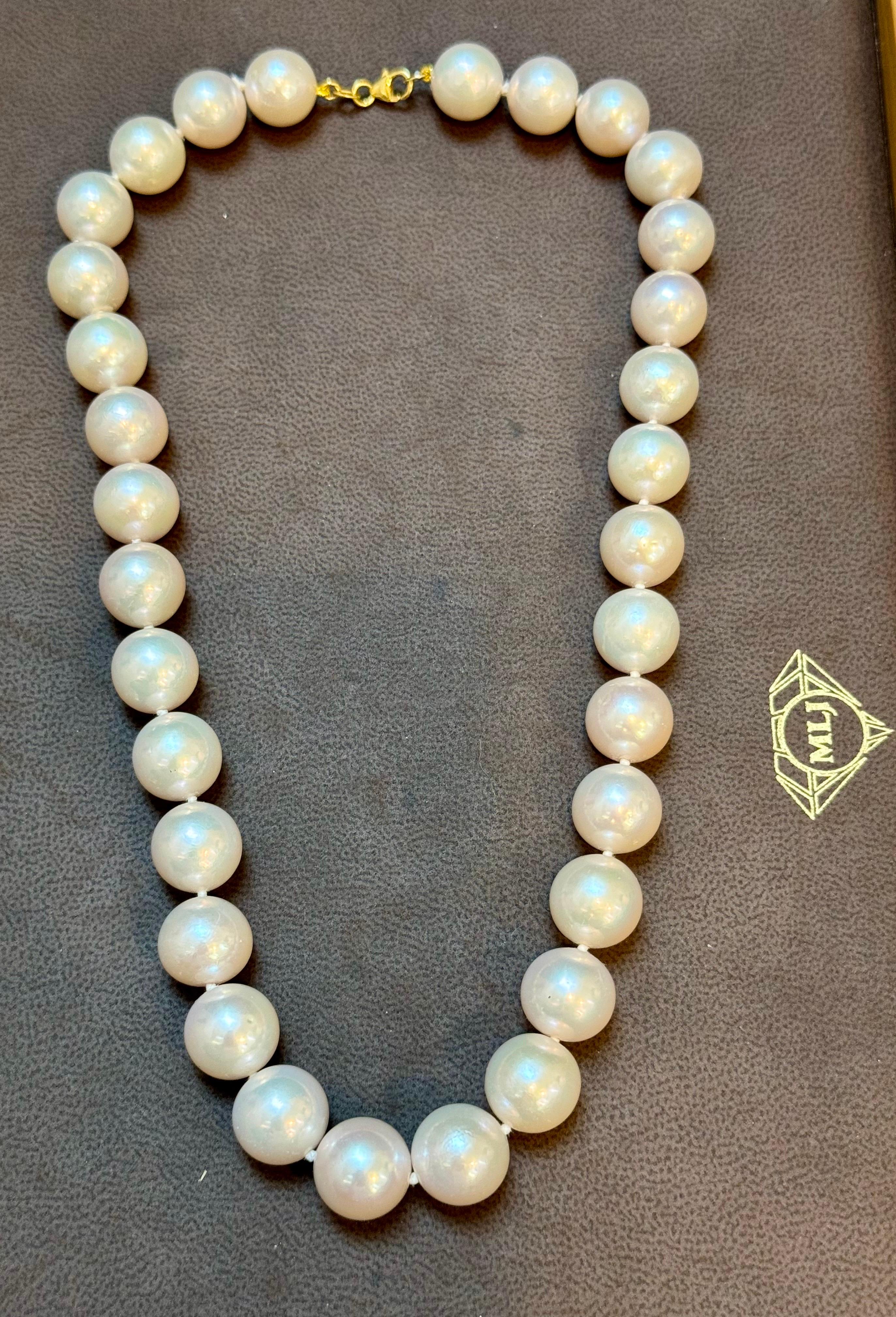 Graduating South Sea Pearls 12-14mm Strand Necklace 18 Kt Yellow Gold Clasp 3
