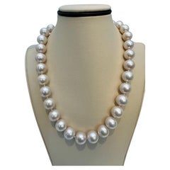 Graduating South Sea Pearls 12-14mm Strand Necklace 18 Kt Yellow Gold Clasp