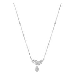 Graduating Teardrop Diamonds Pendant Necklace 14k White Gold Bridesmaids Gift Graduating Teardrop Diamonds Pendant Necklace 14k White Gold Bridesmaids Gift